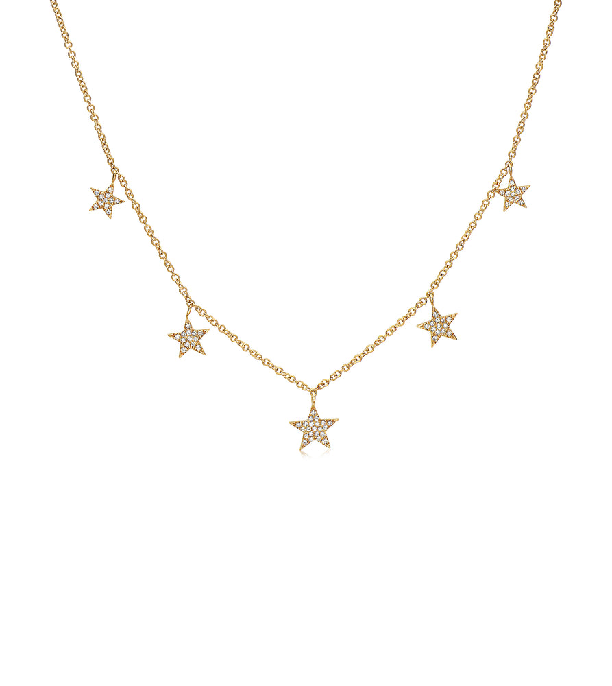 Diamond 5 Star Charm Necklace - 14K Yellow Gold - OLIVE & CHAIN Fine Jewelry
