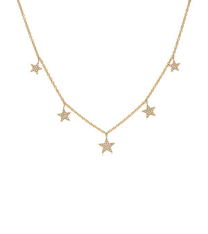 Diamond 5 Star Charm Necklace - 14K Yellow Gold - OLIVE & CHAIN Fine Jewelry
