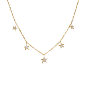 Diamond 5 Star Charm Necklace - 14K Yellow Gold - Olive & Chain Fine Jewelry