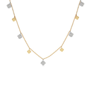 Diamond Clover Charm Long Necklace - 14K Two-Tone Gold - Olive & Chain Fine Jewelry