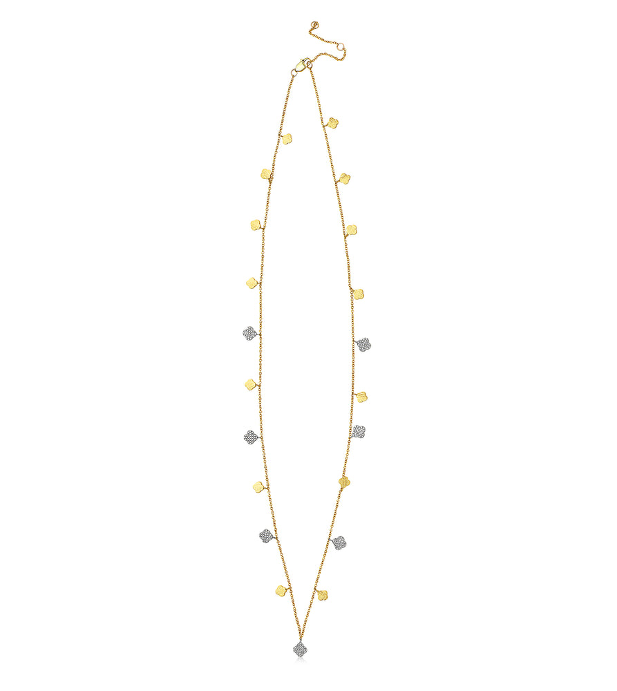Diamond Clover Charm Long Necklace - 14K  - Olive & Chain Fine Jewelry