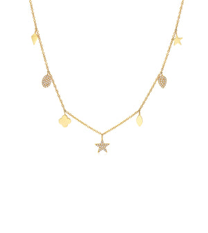 Diamond Charm Long Necklace - 14K Yellow Gold - OLIVE & CHAIN Fine Jewelry