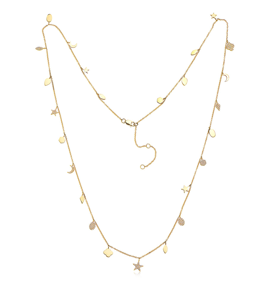 Diamond Charm Long Necklace - 14K - OLIVE & CHAIN Fine Jewelry