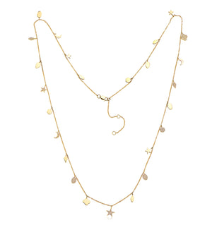 Diamond Charm Long Necklace - 14K - OLIVE & CHAIN Fine Jewelry
