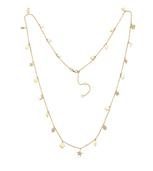 Diamond Charm Long Necklace - 14K  - Olive & Chain Fine Jewelry