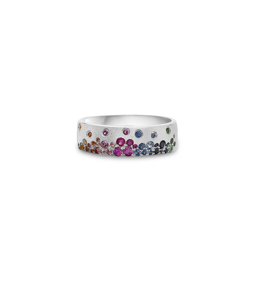 Rainbow Celestial Mini Cigar Band - 14K White Gold / 5 - Olive & Chain Fine Jewelry