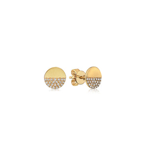Diamond Half Disc Stud Earring - 14K Yellow Gold - Olive & Chain Fine Jewelry
