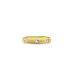 Diamond 3 Stone Flush Band - 14K Yellow Gold / 5 - OLIVE & CHAIN Fine Jewelry