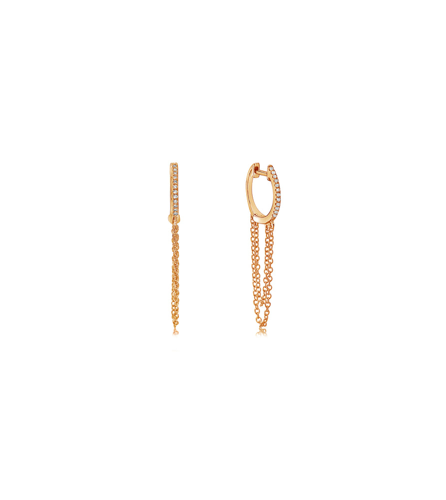 Diamond Huggie Chain Earring - 14K Rose Gold - Olive & Chain Fine Jewelry