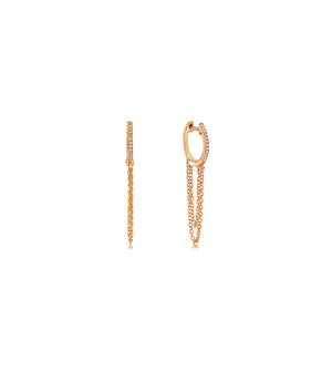Diamond Huggie Chain Earring - 14K Rose Gold - Olive & Chain Fine Jewelry