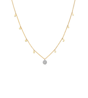 Diamond Disc & Charm Necklace - 14K Two-Tone Gold - OLIVE & CHAIN Fine Jewelry