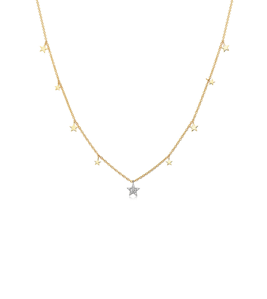 Diamond Star Charm Necklace - 14K Two-Tone Gold - Olive & Chain Fine Jewelry