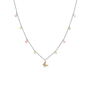 Diamond Butterfly & Charm Necklace - 14K Two-Tone Gold - Olive & Chain Fine Jewelry