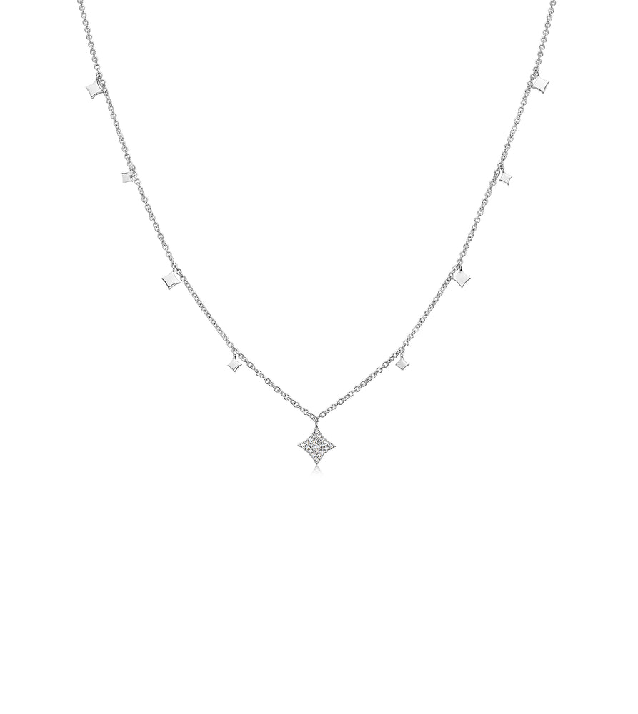 Diamond Firework Charm Necklace - 14K White Gold - Olive & Chain Fine Jewelry