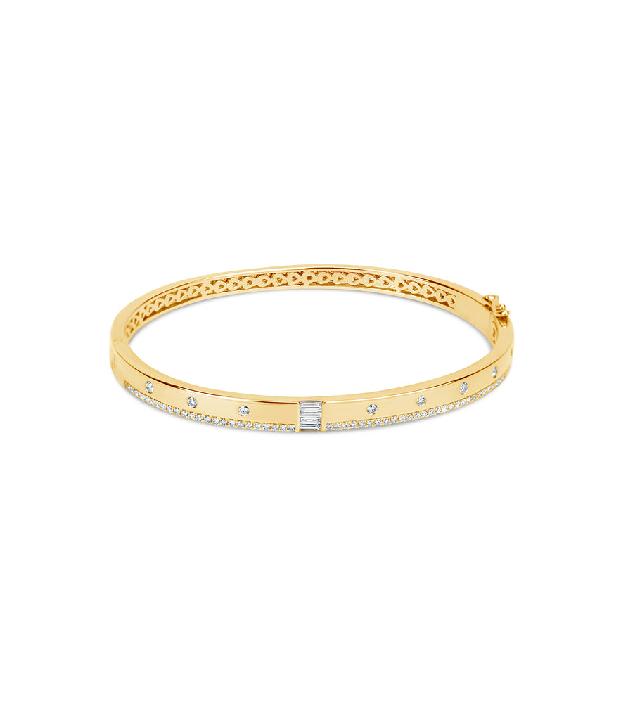 Diamond Dot Bangle - 14K Yellow Gold - OLIVE & CHAIN Fine Jewelry