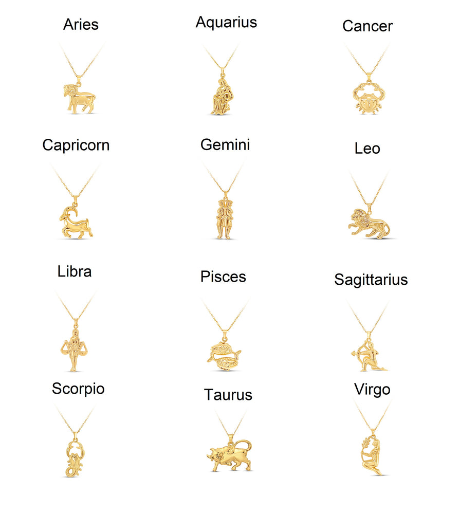 14k Gold Zodiac Charm Necklace - 14K  - Olive & Chain Fine Jewelry