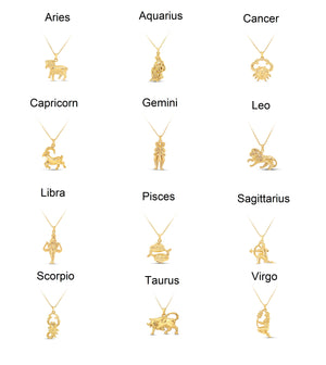 14k Gold Zodiac Charm Necklace - 14K  - Olive & Chain Fine Jewelry