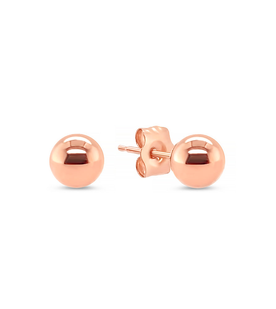 14k Rose Gold Ball Stud Earring - 14K  - Olive & Chain Fine Jewelry