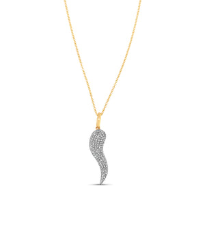 Diamond Italian Horn Cornicello Necklace - 14K - OLIVE & CHAIN Fine Jewelry