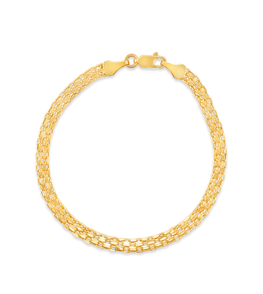 14k Gold Bismark Chain Bracelet - 14K Yellow Gold / 4.2mm / 6.5 inch - OLIVE & CHAIN Fine Jewelry