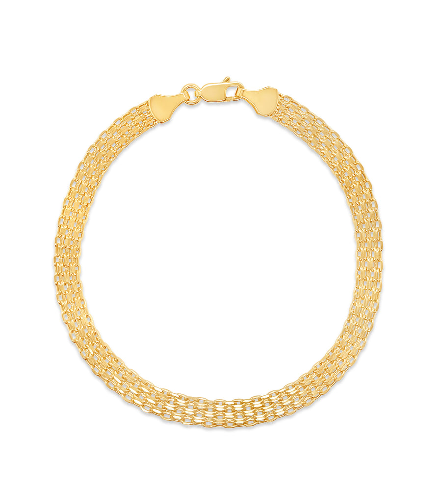 14k Gold Bismark Chain Bracelet - 14K Yellow Gold / 5.7mm / 6.5 inch - OLIVE & CHAIN Fine Jewelry