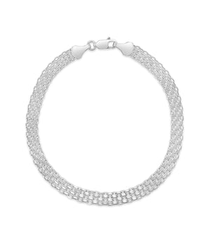 Silver Bismark Mesh Link Chain Bracelet - 14K  - Olive & Chain Fine Jewelry