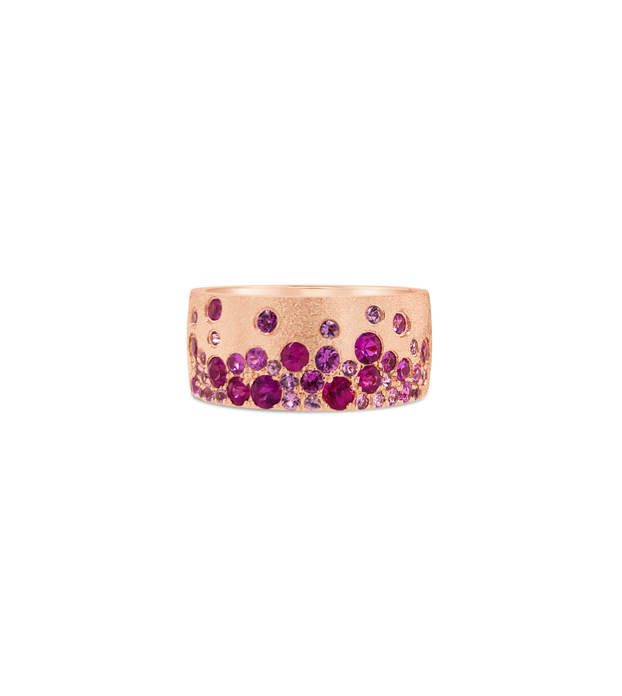 Ruby & Pink Sapphire Celestial Cigar Band - 14K Rose Gold / 5 - Olive & Chain Fine Jewelry