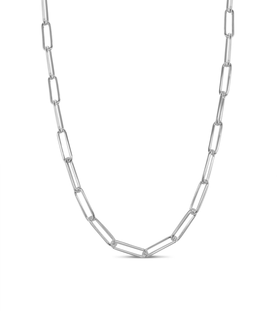 Silver Paperclip Chain Necklace - 14K  - Olive & Chain Fine Jewelry