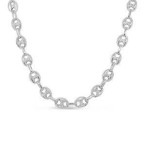 Silver Puffed Mariner Chain Necklace - 14K  - Olive & Chain Fine Jewelry