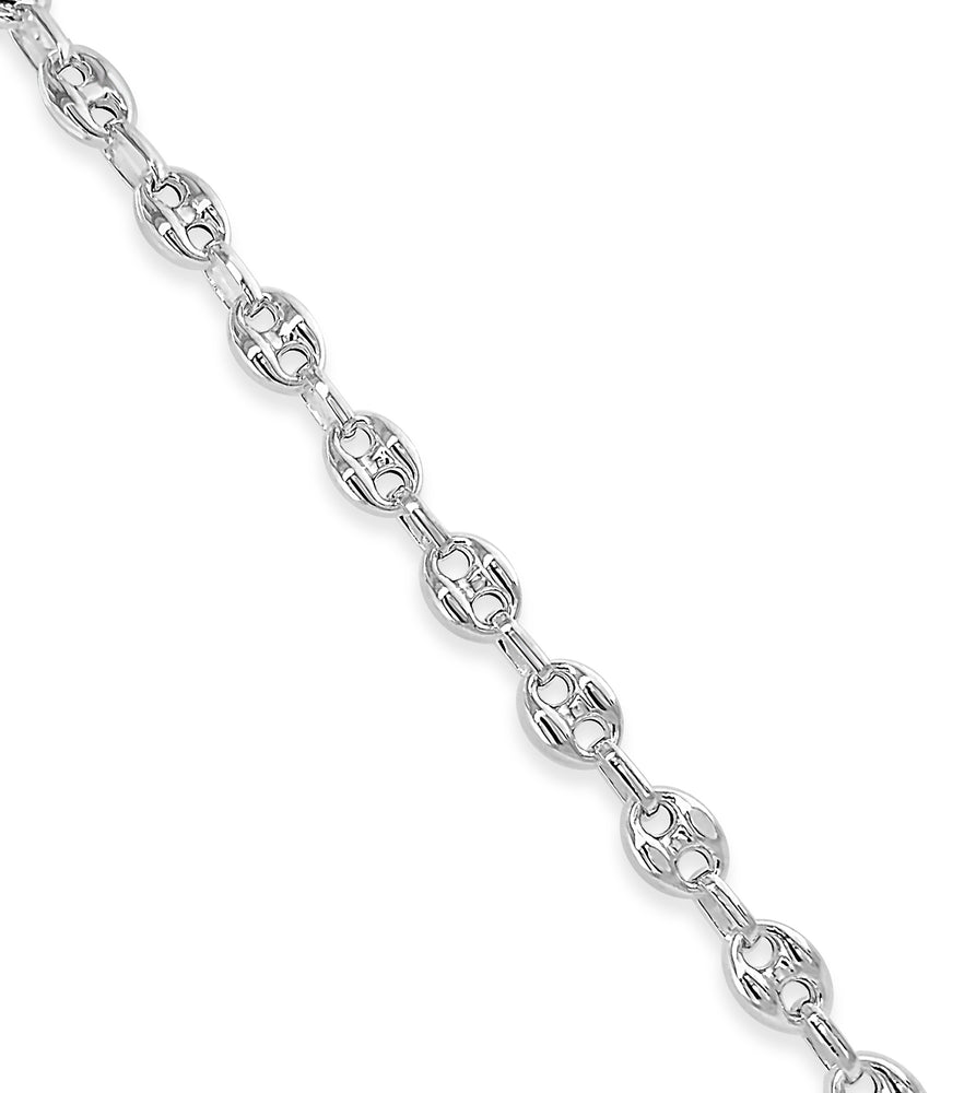 Silver Puffed Mariner Chain Necklace - 14K  - Olive & Chain Fine Jewelry