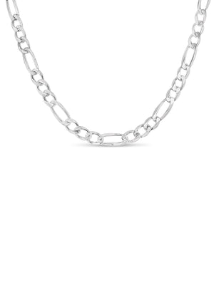 Silver Figaro Chain Necklace - 14K  - Olive & Chain Fine Jewelry