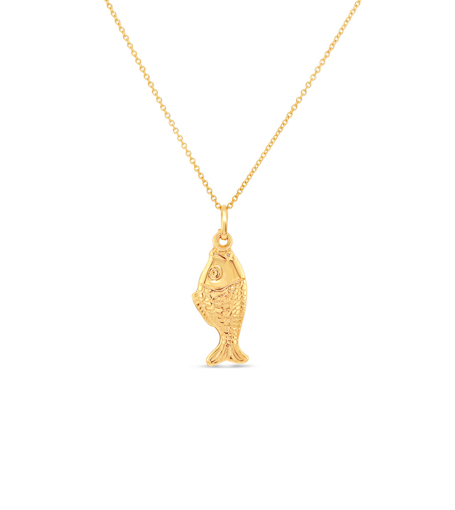 14k Gold Fish Charm Necklace - 14K - OLIVE & CHAIN Fine Jewelry