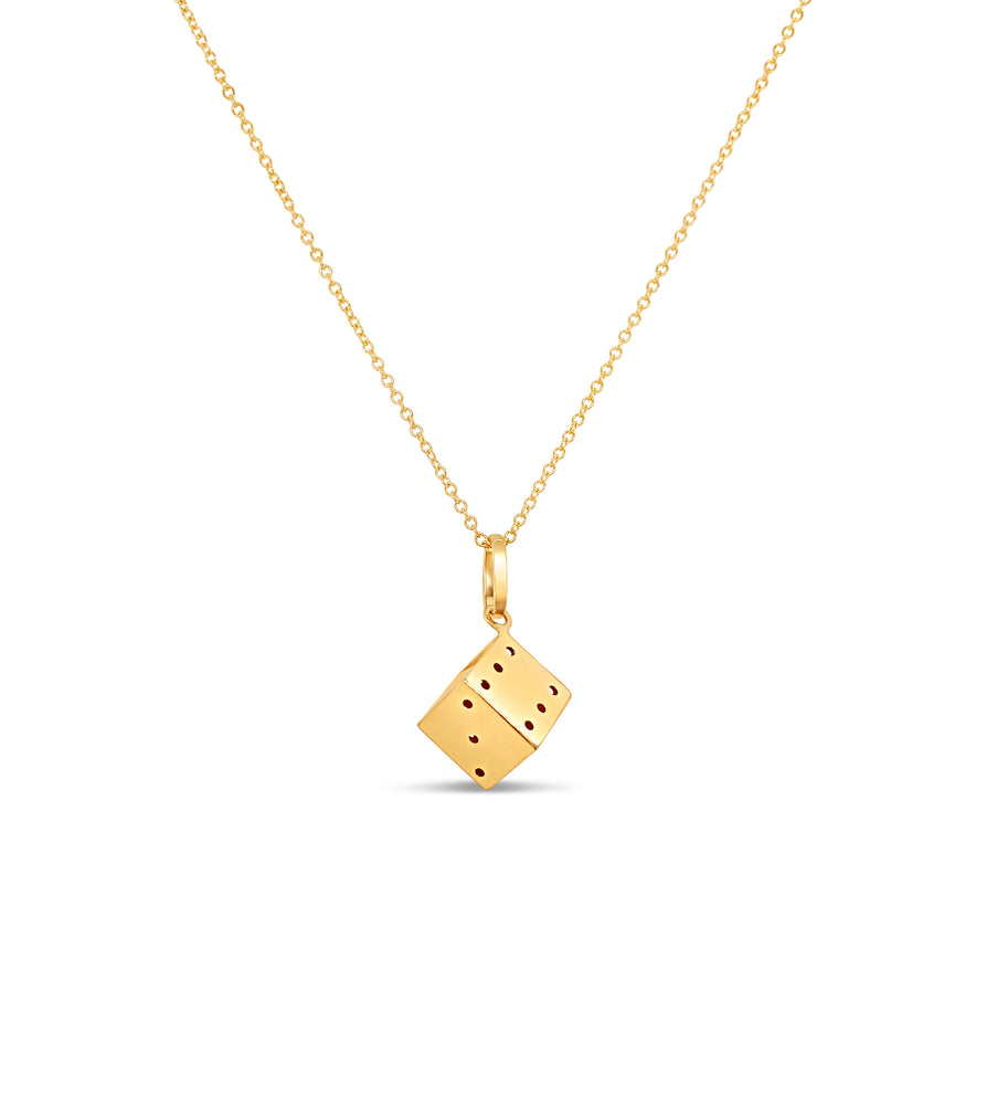 14k Gold Dice Charm Necklace - 14K - OLIVE & CHAIN Fine Jewelry