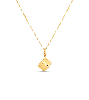 14k Gold Dice Charm Necklace - 14K - OLIVE & CHAIN Fine Jewelry