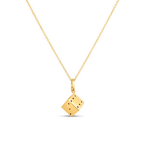 14k Gold Dice Charm Necklace - 14K  - Olive & Chain Fine Jewelry