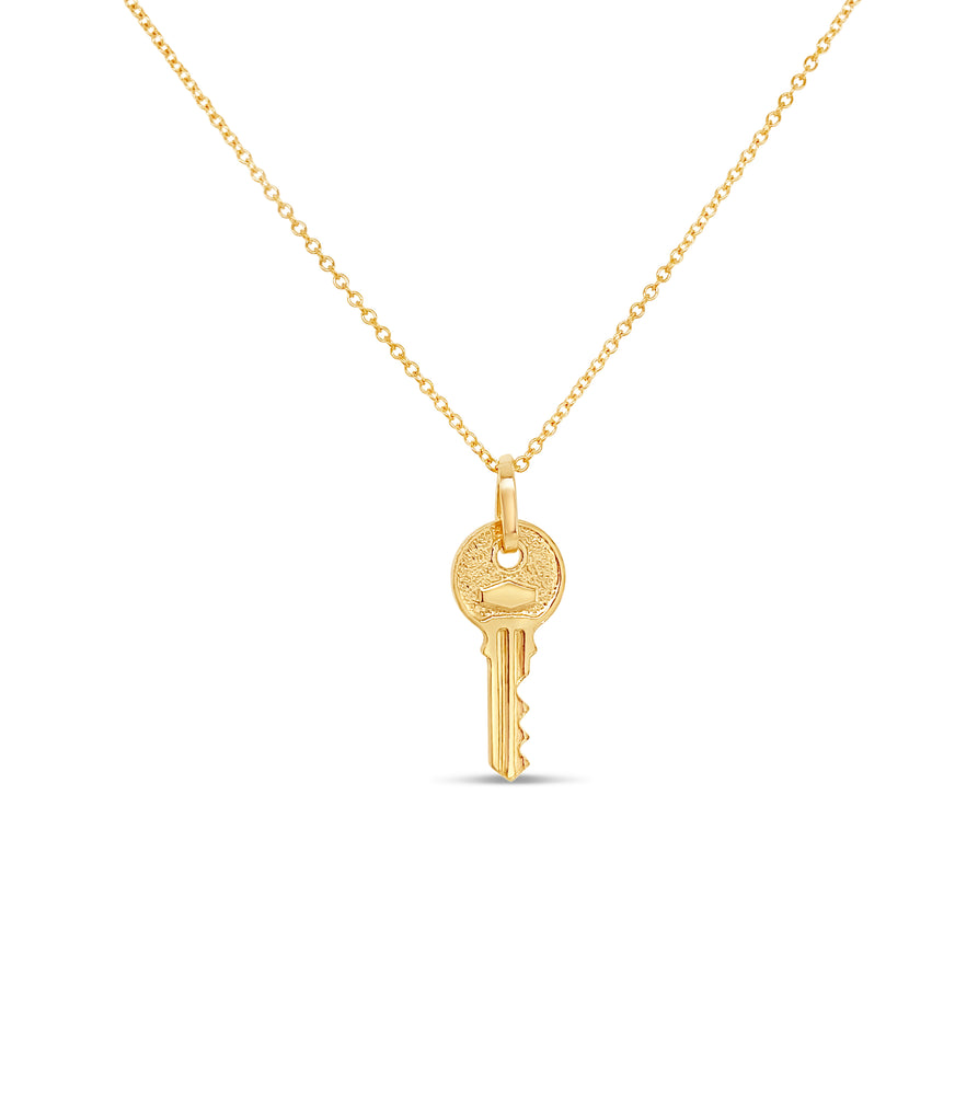 14k Gold Key Charm Necklace – OLIVE & CHAIN