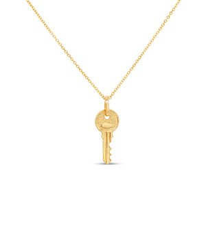 14k Gold Key Charm Necklace - 14K - OLIVE & CHAIN Fine Jewelry