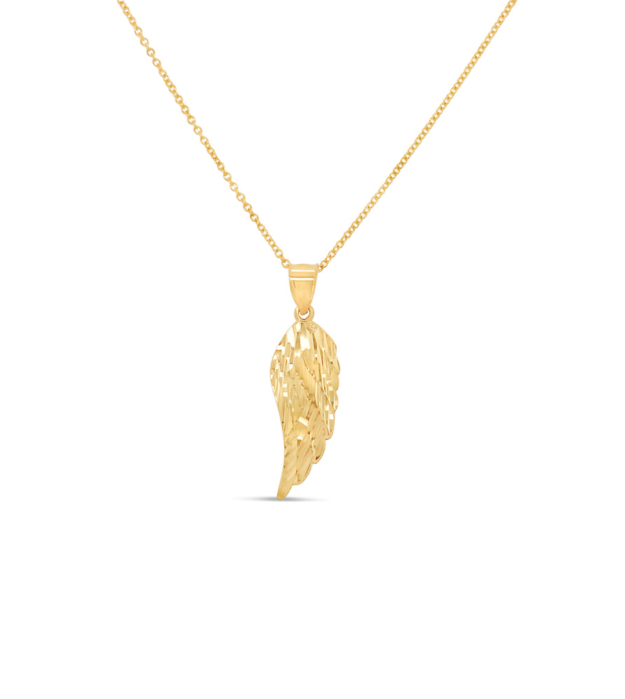 14k Gold Wing Charm Necklace - 14K  - Olive & Chain Fine Jewelry