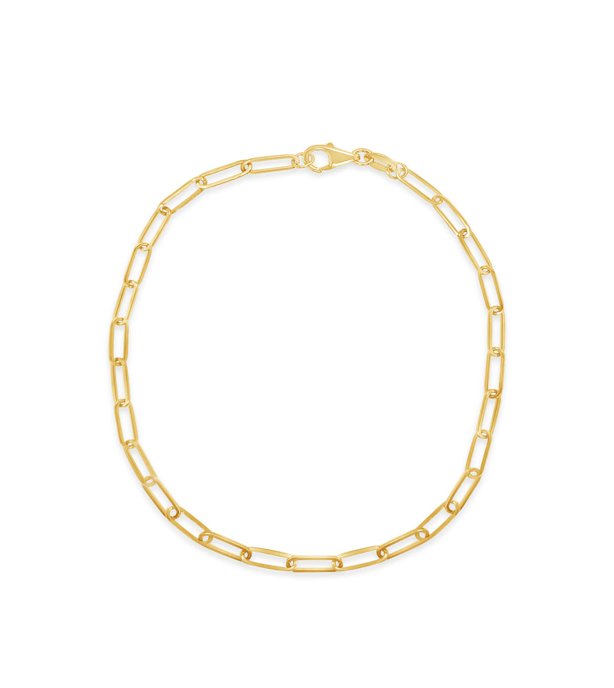 14K Gold Paperclip Chain Bracelet - 14K Yellow Gold / 2.5mm - OLIVE & CHAIN Fine Jewelry