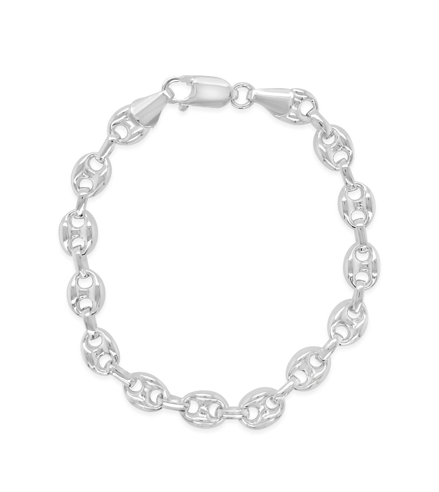 Silver Puffed Mariner Bracelet - 14K  - Olive & Chain Fine Jewelry