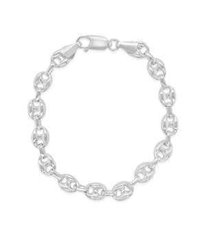 Silver Puffed Mariner Bracelet - 14K  - Olive & Chain Fine Jewelry