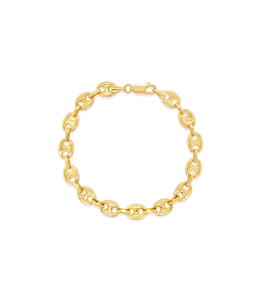 10k Gold Puffed Mariner Chain Bracelet - 14K - OLIVE & CHAIN Fine Jewelry