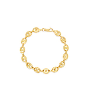10k Gold Puffed Mariner Chain Bracelet - 14K - OLIVE & CHAIN Fine Jewelry