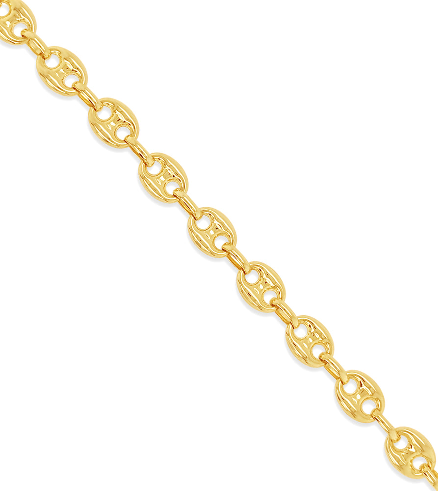 14k Gold Puffed Mariner Chain Bracelet - 14K - OLIVE & CHAIN Fine Jewelry
