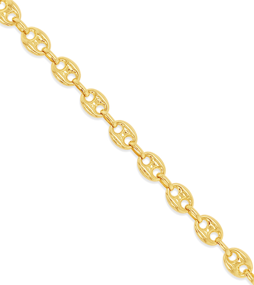 14k Gold Puffed Mariner Chain Bracelet - 14K  - Olive & Chain Fine Jewelry