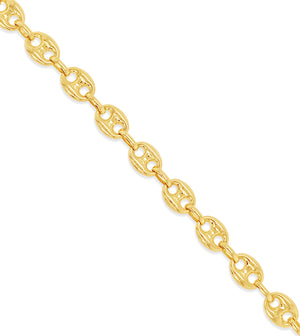 14k Gold Puffed Mariner Chain Bracelet - 14K - OLIVE & CHAIN Fine Jewelry