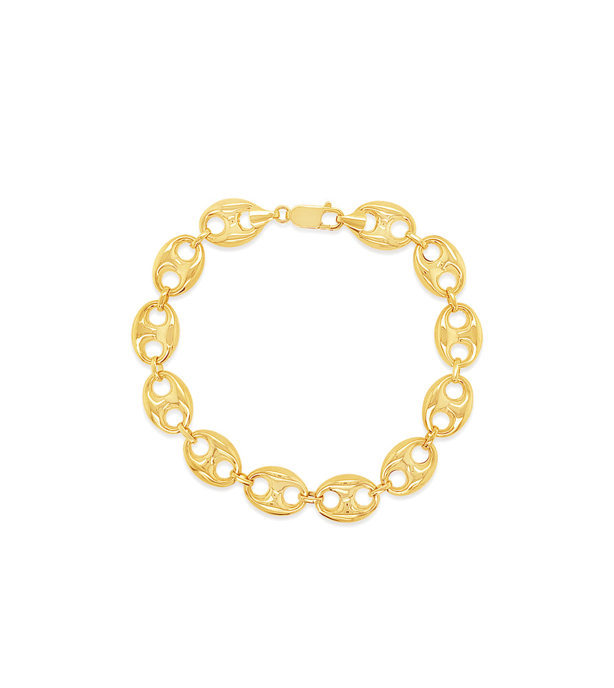 14k Gold Puffed Mariner Chain Bracelet - 14K  - Olive & Chain Fine Jewelry