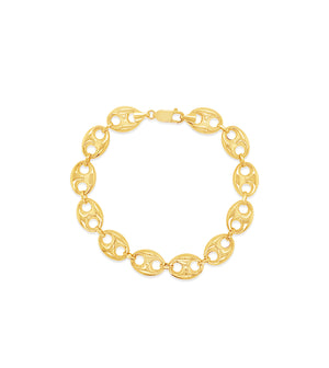 14k Gold Puffed Mariner Chain Bracelet - 14K - OLIVE & CHAIN Fine Jewelry