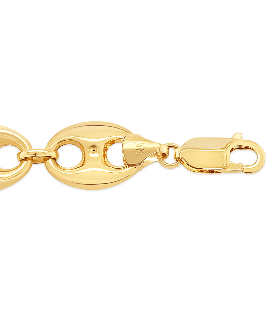 14K Gold Puffed Mariner Chain Necklace - 14K - OLIVE & CHAIN Fine Jewelry