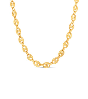 10k Gold Puffed Mariner Chain Necklace - 14K - OLIVE & CHAIN Fine Jewelry